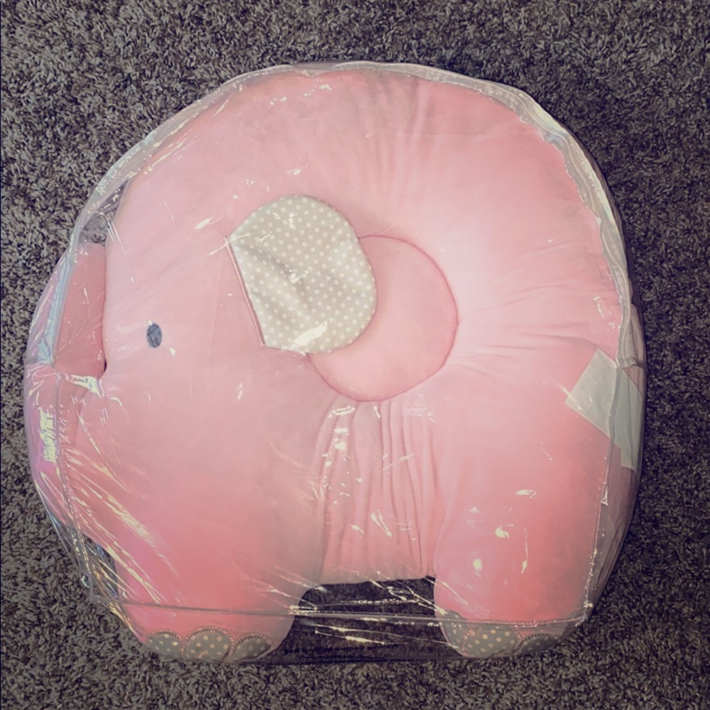 Pink Elephant Tummy Time Baby Pillow